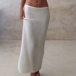 Sexy beach sarong Revolve maxi skirt ribbed cream